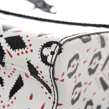 Louis Vuitton Calfskin Graphic Print Twist Shoulder Bag MM White Black 6 of 14