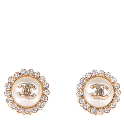 Chanel Pearl Crystal CC Earrings Gold 1 of 5