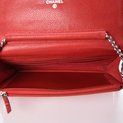 Chanel Caviar Quilted Wallet on Chain WOC Red 5 of 9