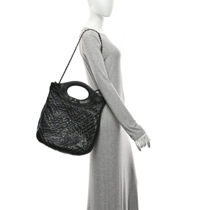 Chanel Glazed Calfskin Chevron Stitched Large 31 Shopping Bag Black Multicolor 2 of 10