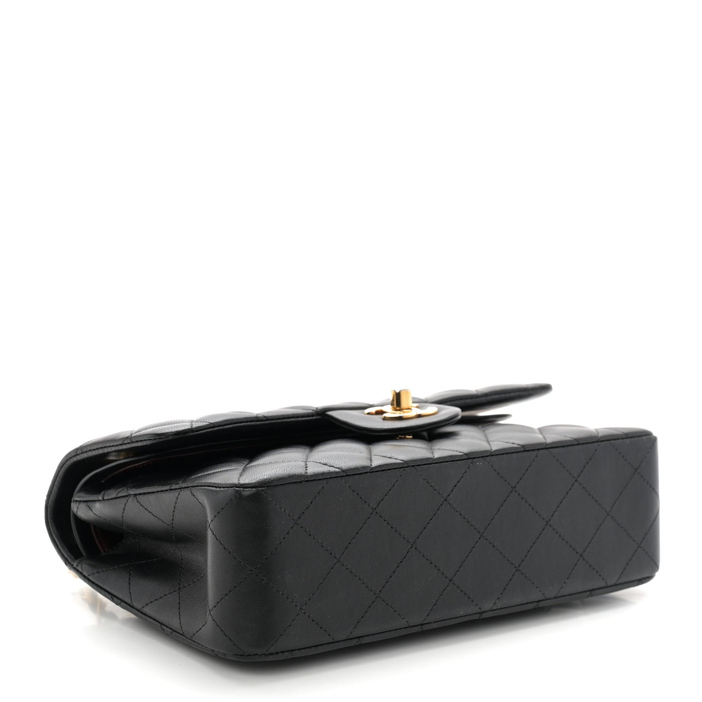 Lambskin Quilted Small Double Flap Black