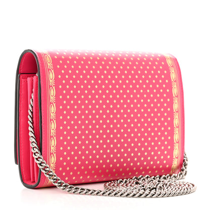 Gucci X SEGA Calfskin GUCCY Stars Chain Wallet Violet Fuxia Gold 3 of 17