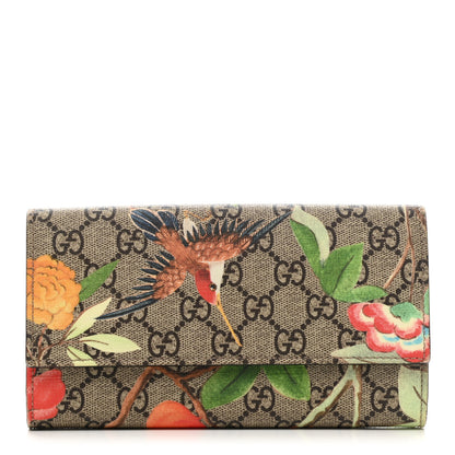 Gucci GG Supreme Monogram Tian Continental Wallet Beige Multicolor Red 1 of 10