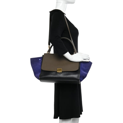 Celine Smooth Calfskin Suede Medium Tri-Color Trapeze Indigo 2 of 16