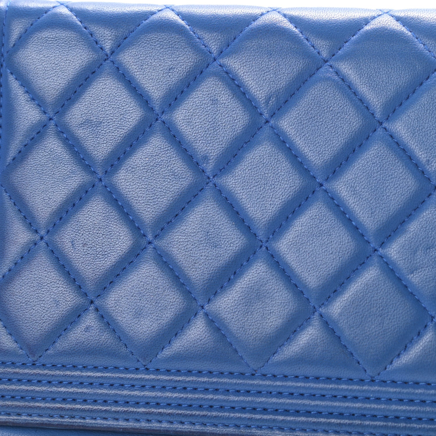 Chanel Lambskin Quilted Boy Wallet On Chain WOC Blue 20 of 21