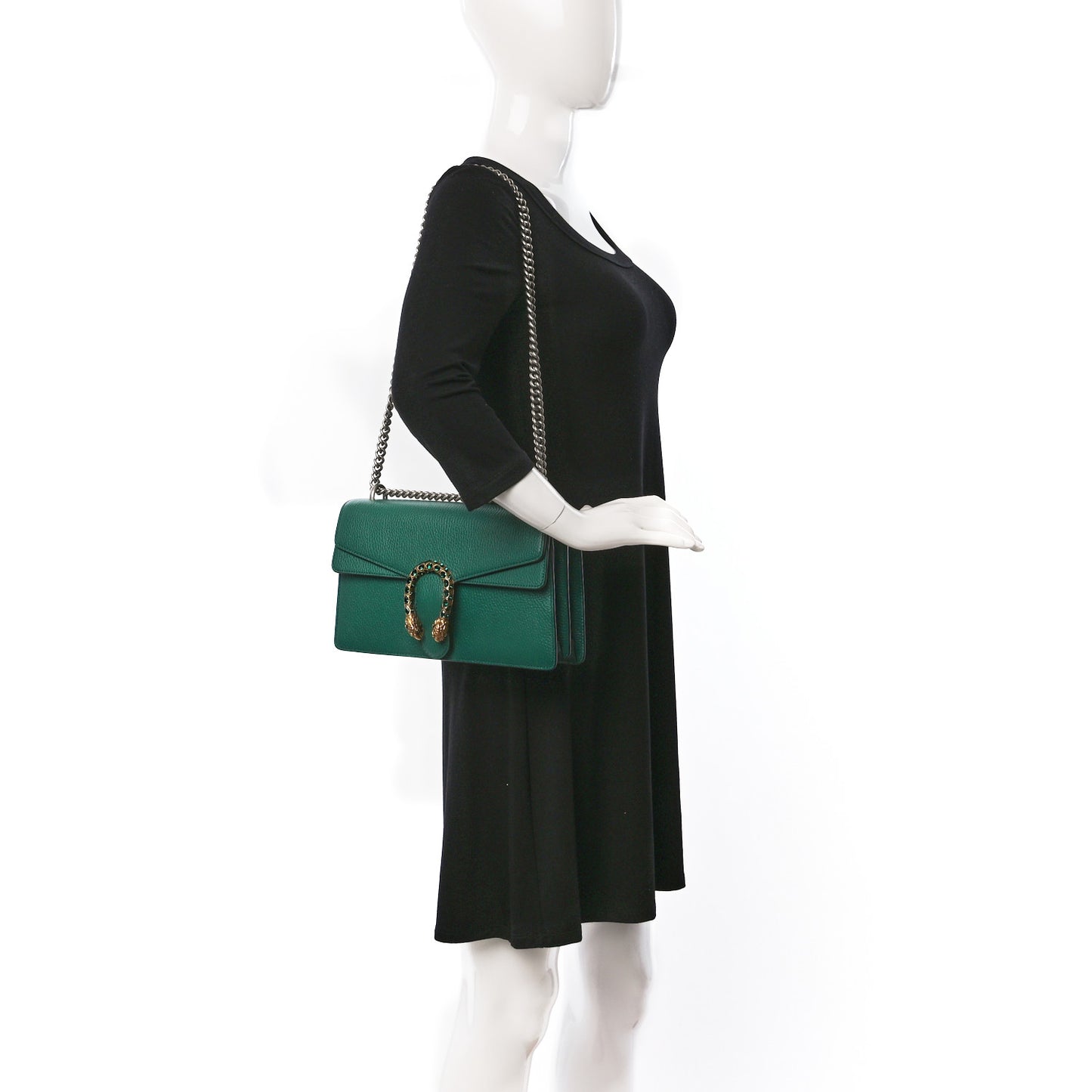 Pebbled Calfskin Small Dionysus Shoulder Bag Emerald