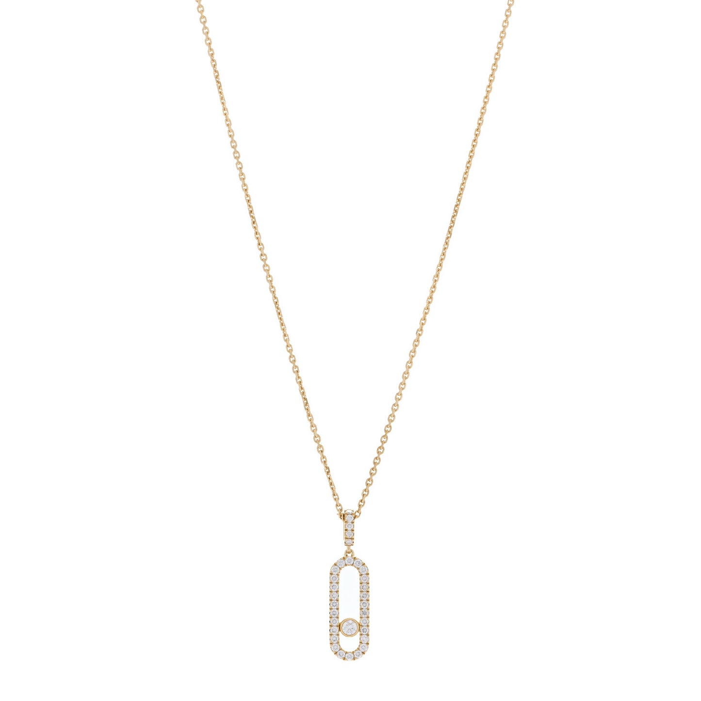 18K Yellow Gold Diamond LM Move Uno Pave Pendant Necklace