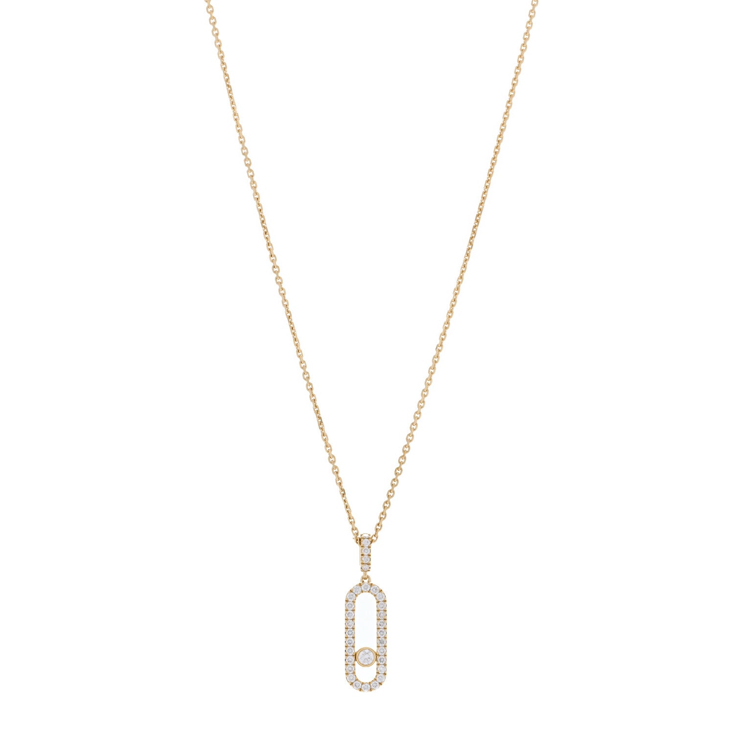 Messika 18K Yellow Gold Diamond LM Move Uno Pave Pendant Necklace 1 of 6