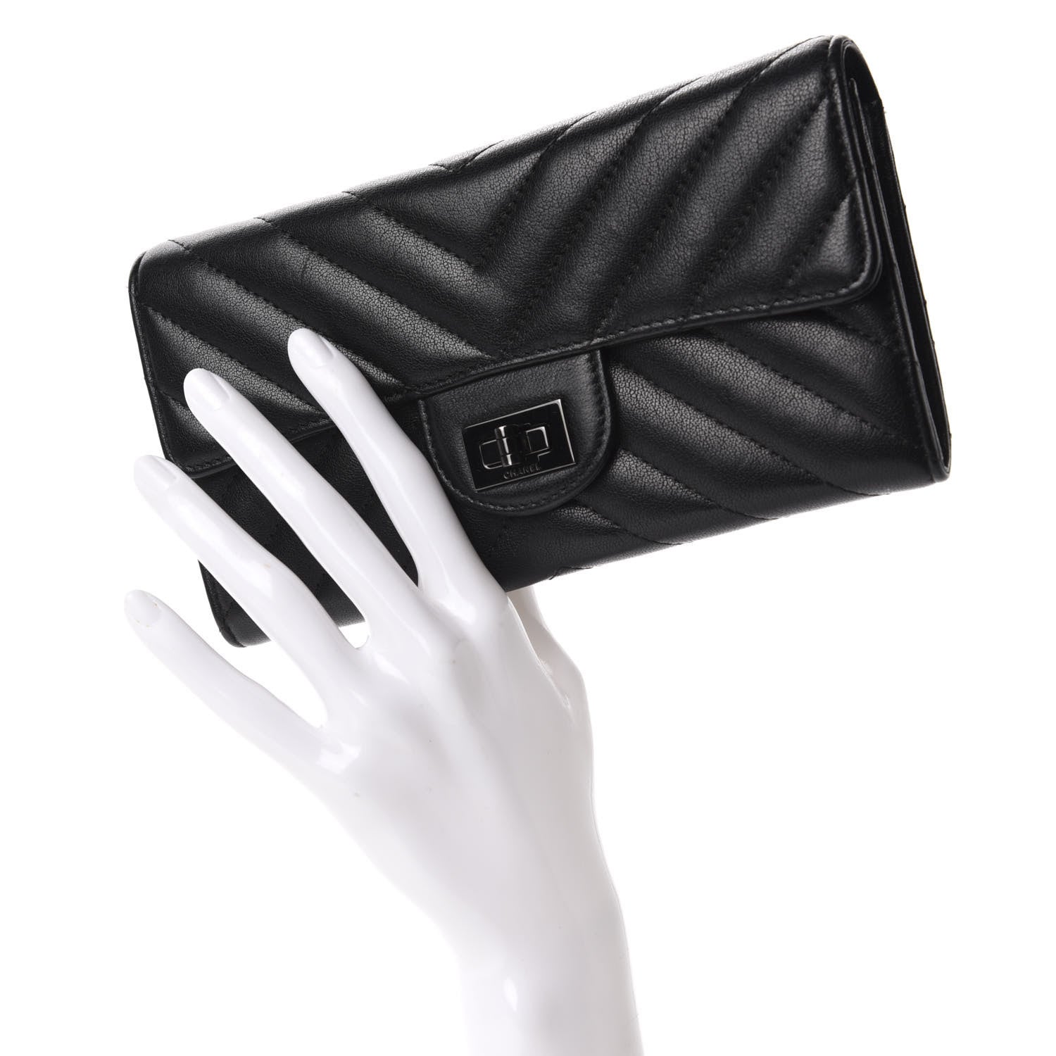 Chanel Sheepskin Chevron Quilted 2.55 Reissue Flap Wallet So Black 2 of 8