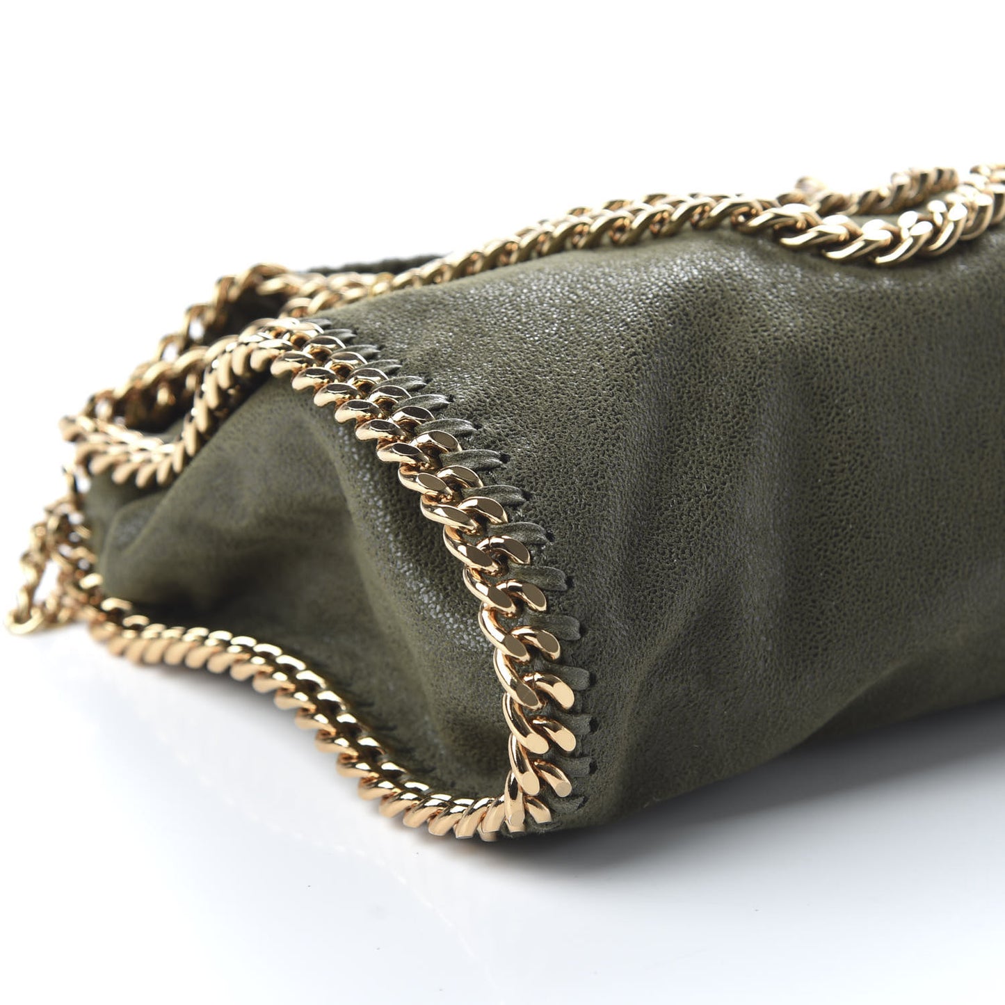 Shaggy Deer Mini Falabella Fold Over Tote Olive