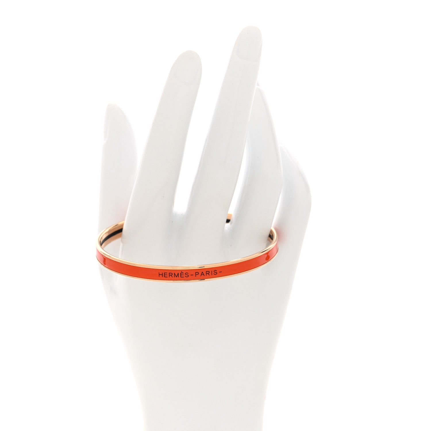 Hermes Enamel Extra Narrow Uni Bracelet 65 Orange Fruits 2 of 5