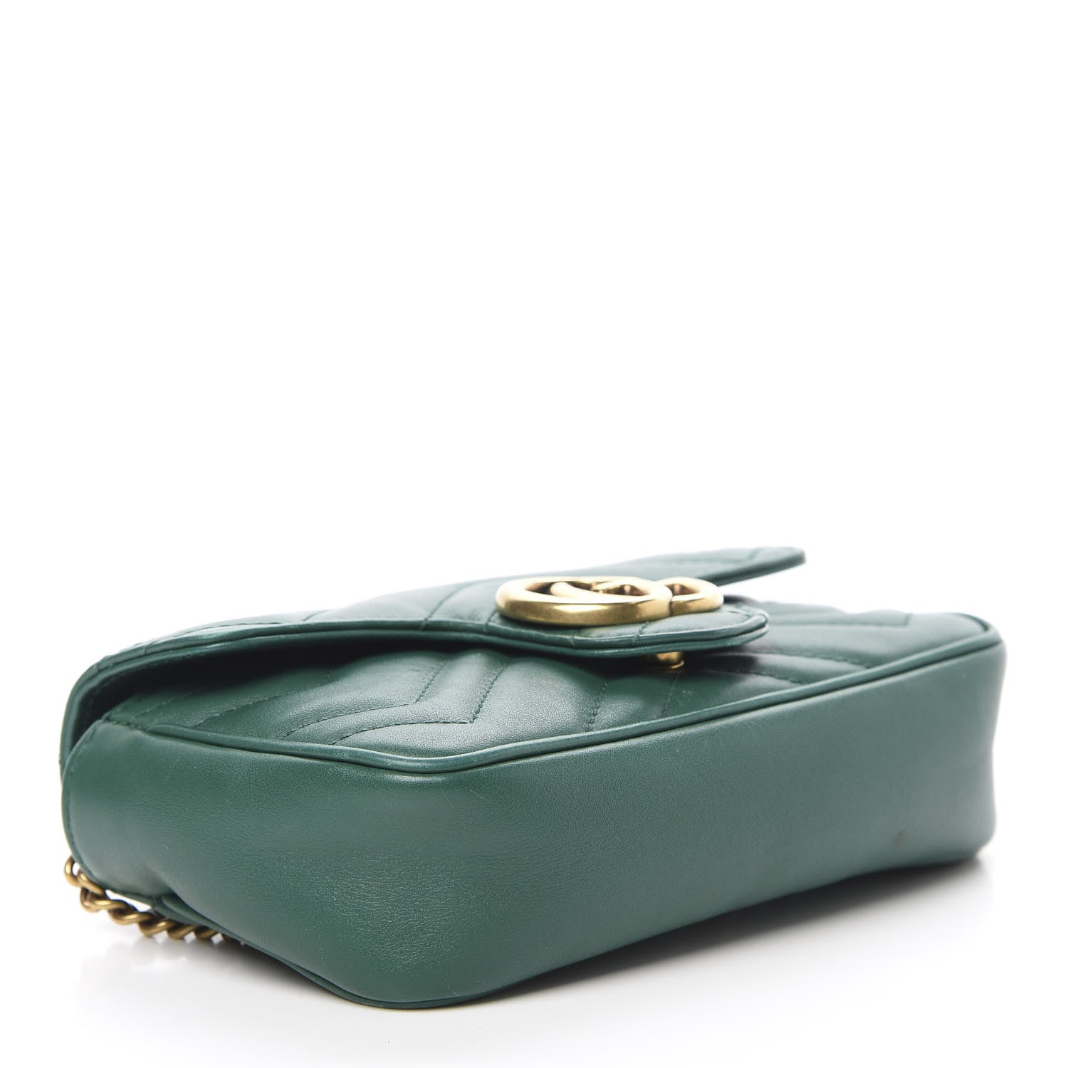 Gucci Calfskin Matelasse Super Mini GG Marmont Shoulder Bag Emerald Green 4 of 18