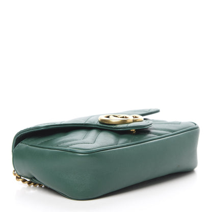 Gucci Calfskin Matelasse Super Mini GG Marmont Shoulder Bag Emerald Green 4 of 18