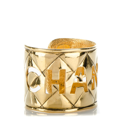 Chanel Quilted Cut Out Cuff Gold 1 of 10