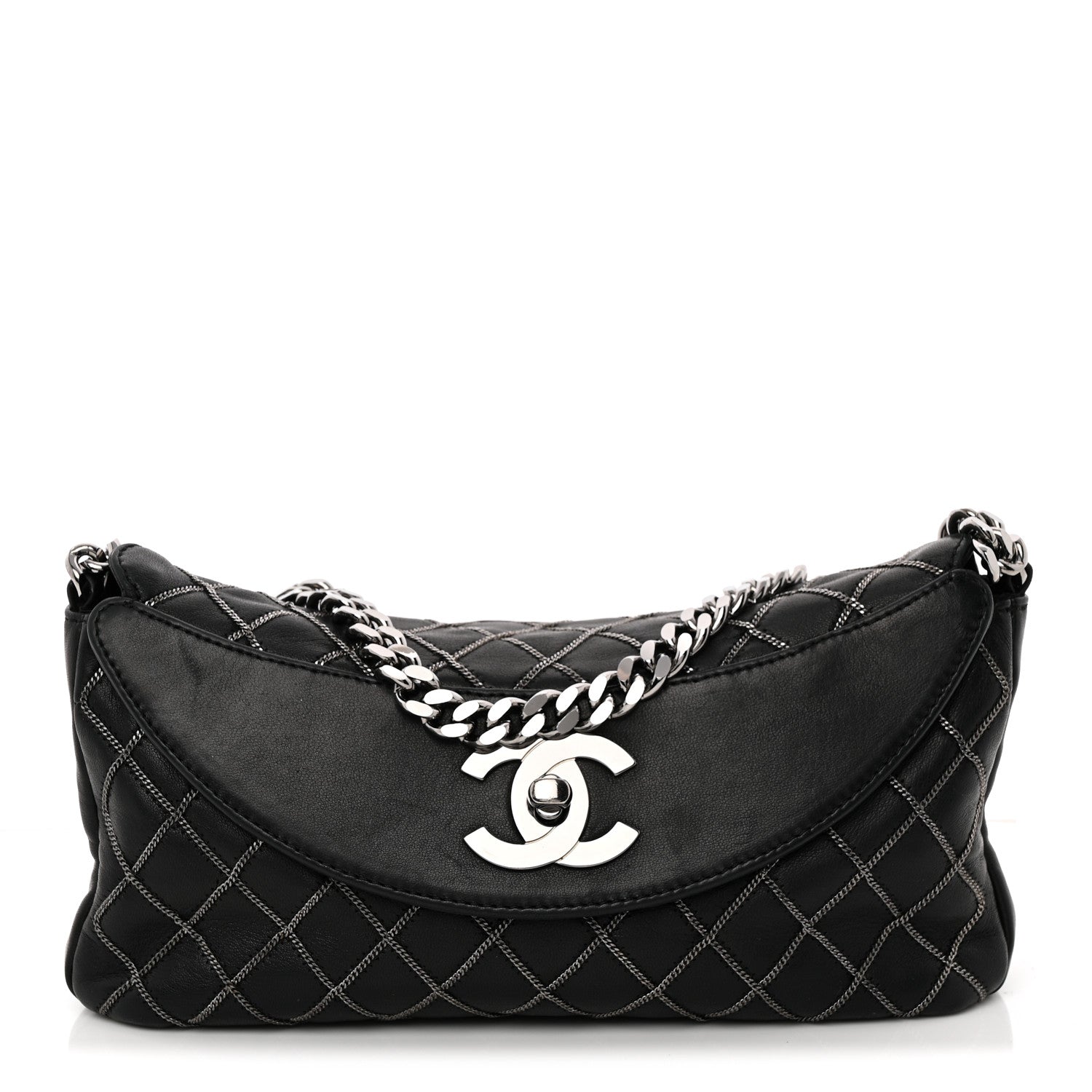 Chanel Lambskin Chain Stitch Clutch Black 1 of 12