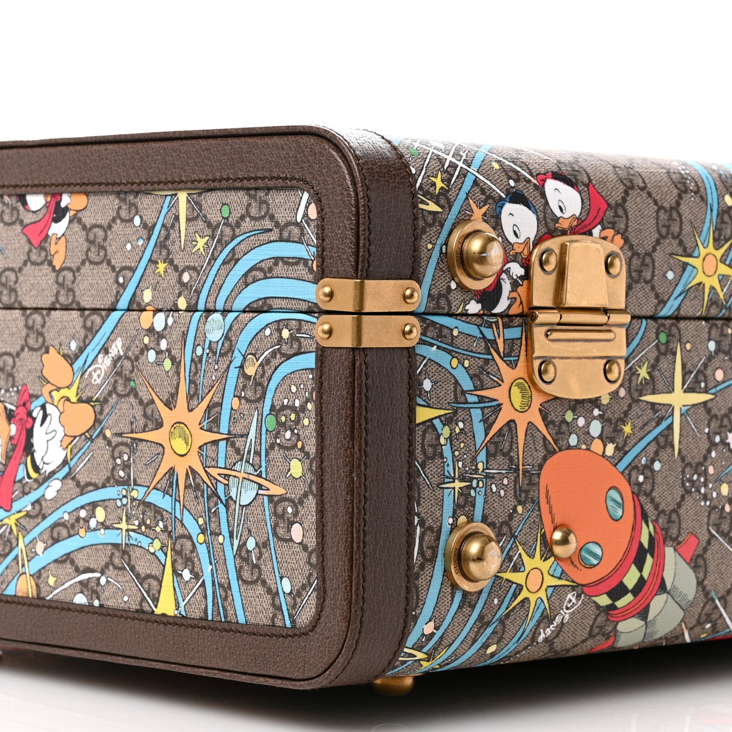 X DISNEY GG Supreme Monogram Donald Duck Retro Interlocking G Medium Savoy Suitcase Beige Multicolor New Acero