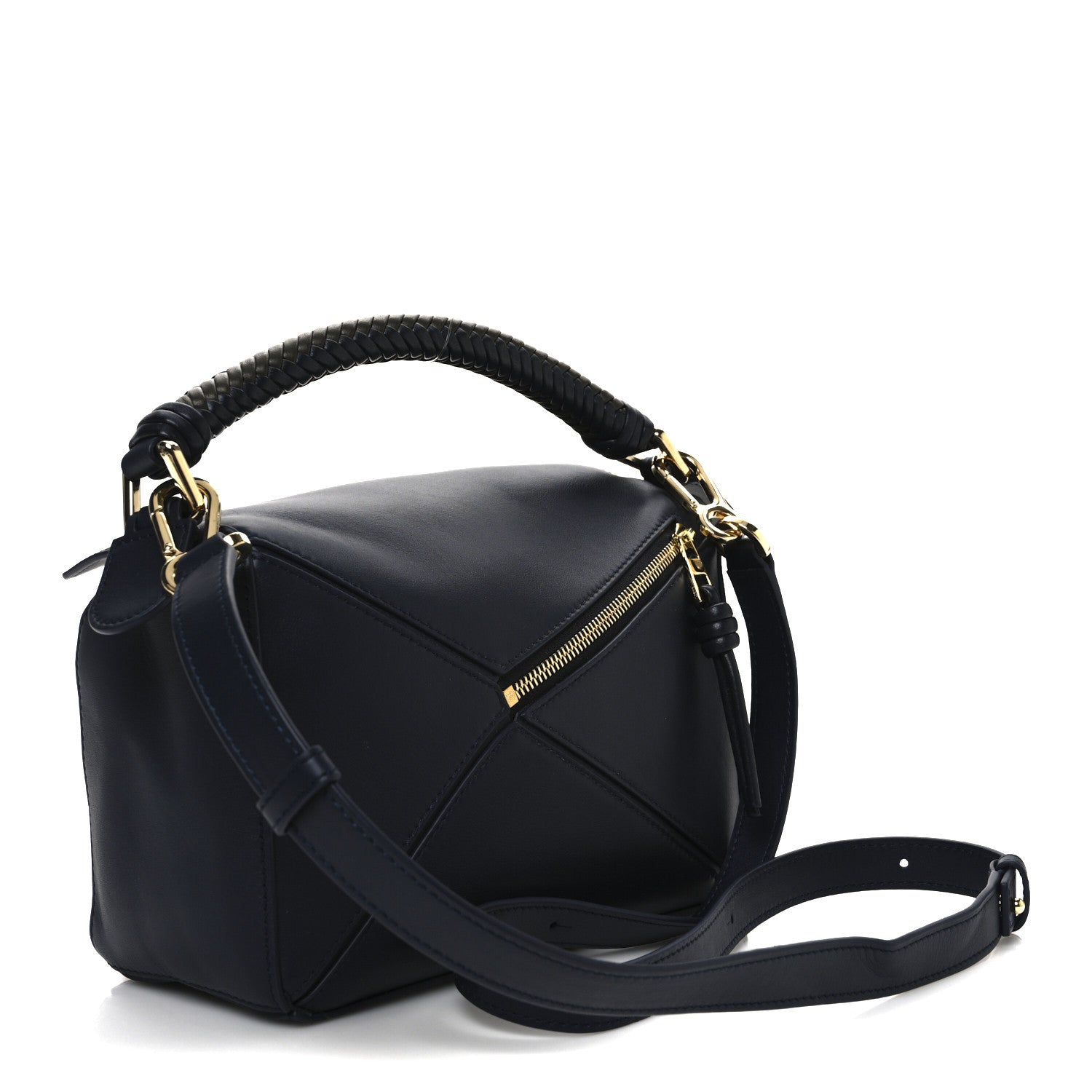 Loewe Calfskin Small Woven Puzzle Bag Dark Ink Dark Khaki 5 of 17