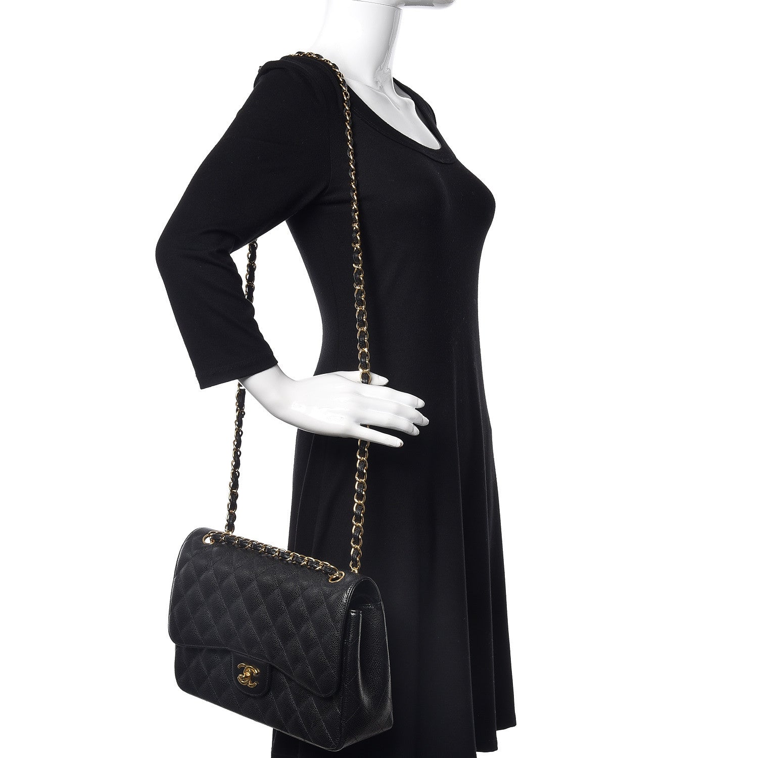 Chanel Caviar Quilted Jumbo Double Flap Black 2 of 10