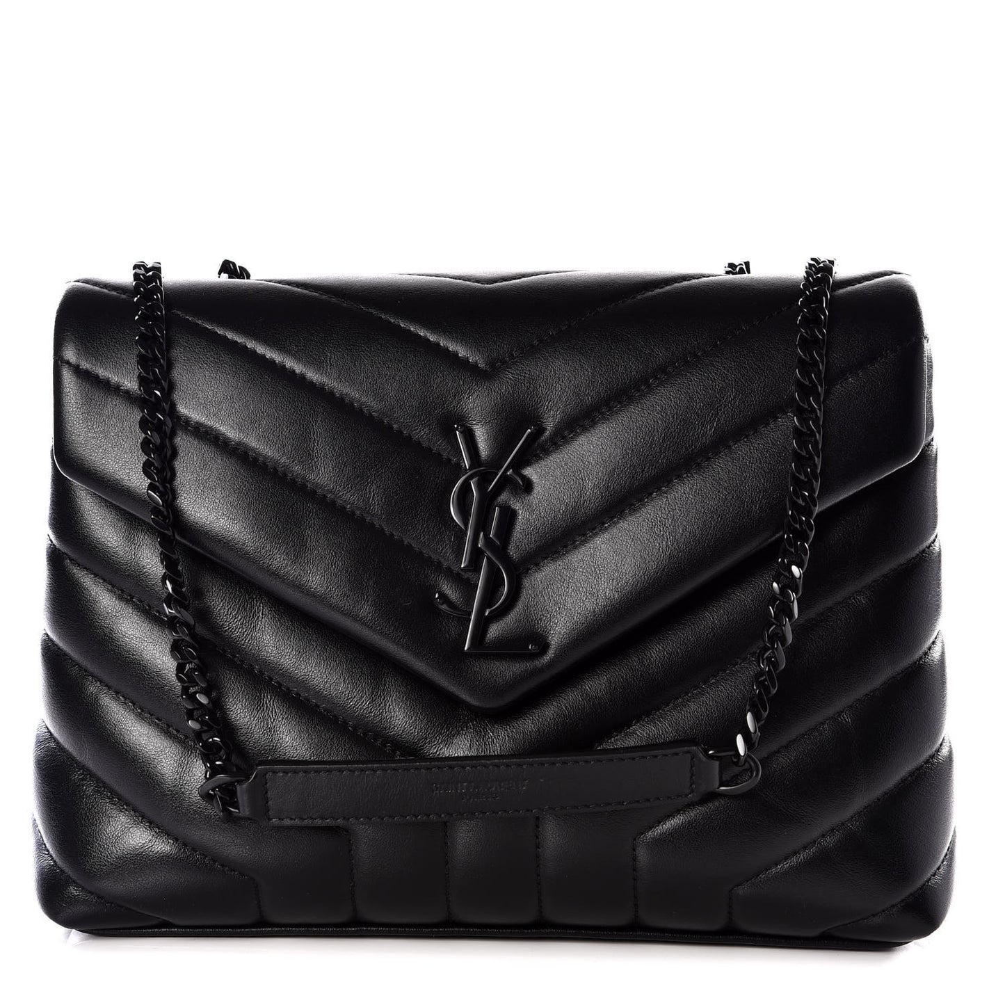 Calfskin Y Quilted Monogram Small Loulou Chain Satchel Black