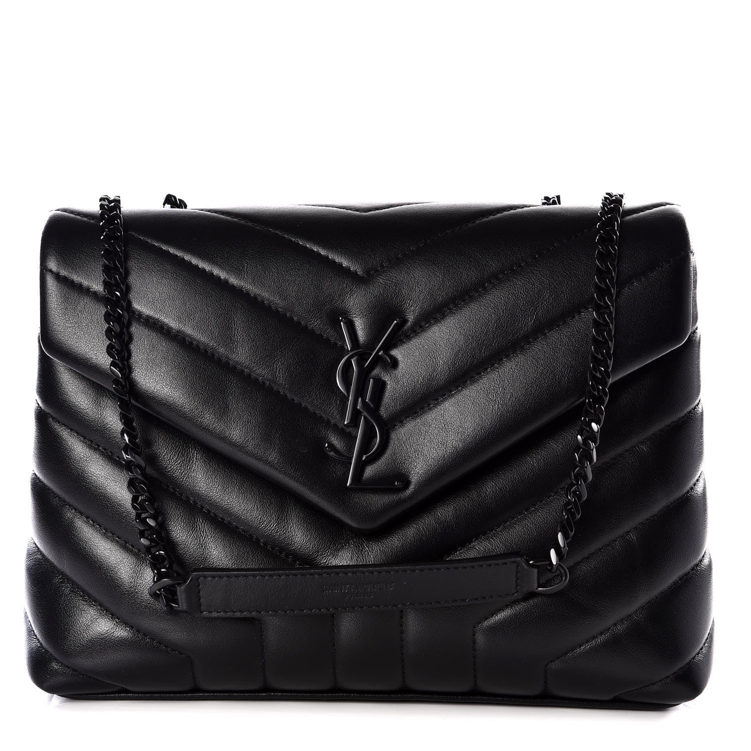 Saint Laurent Calfskin Y Quilted Monogram Small Loulou Chain Satchel Black 1 of 11