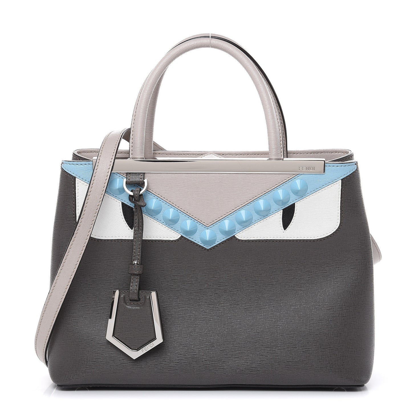 Vitello Elite Monster Eyes Studded Petite 2Jours Tote Carbone White Multicolor
