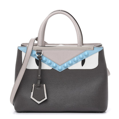 Fendi Vitello Elite Monster Eyes Studded Petite 2Jours Tote Carbone White Multicolor 1 of 9