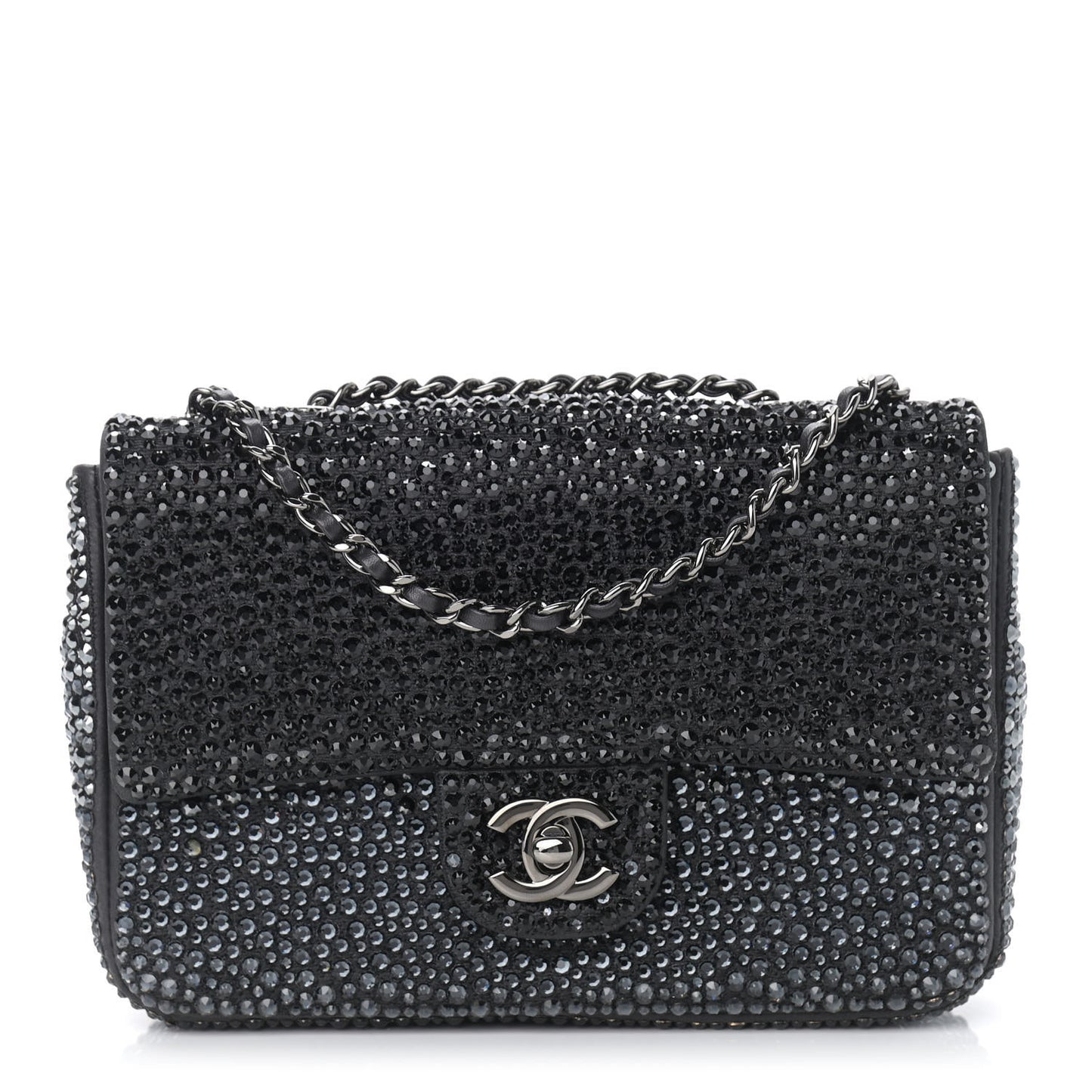 Lambskin Crystal Diamante Small Flap Black