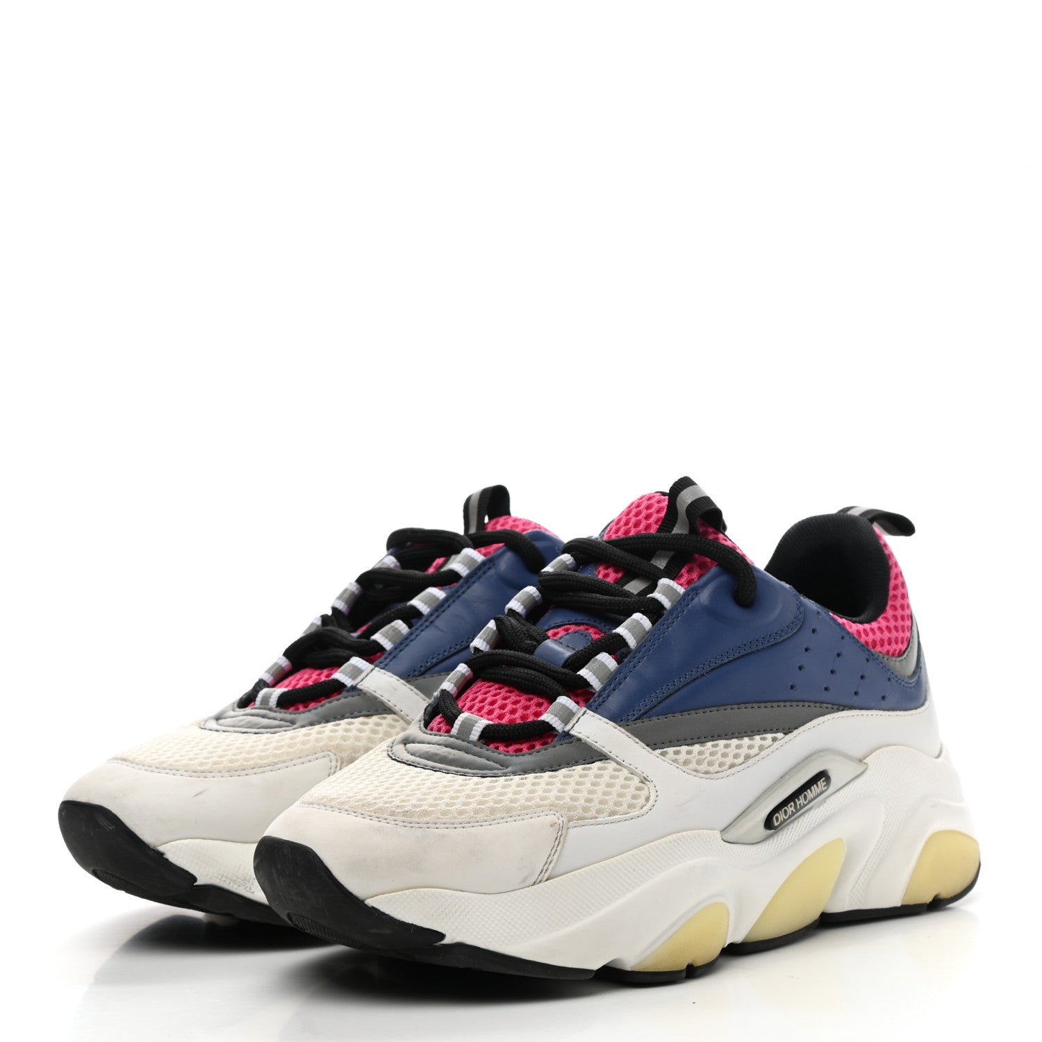 Christian Dior Technical Mesh Calfskin Womens B22 Sneakers 38 White Blue Pink 2 of 13