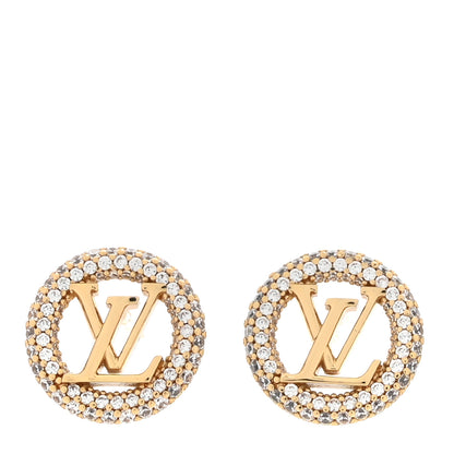 Louis Vuitton Metal Crystal Louise By Night Earrings Gold 1 of 8