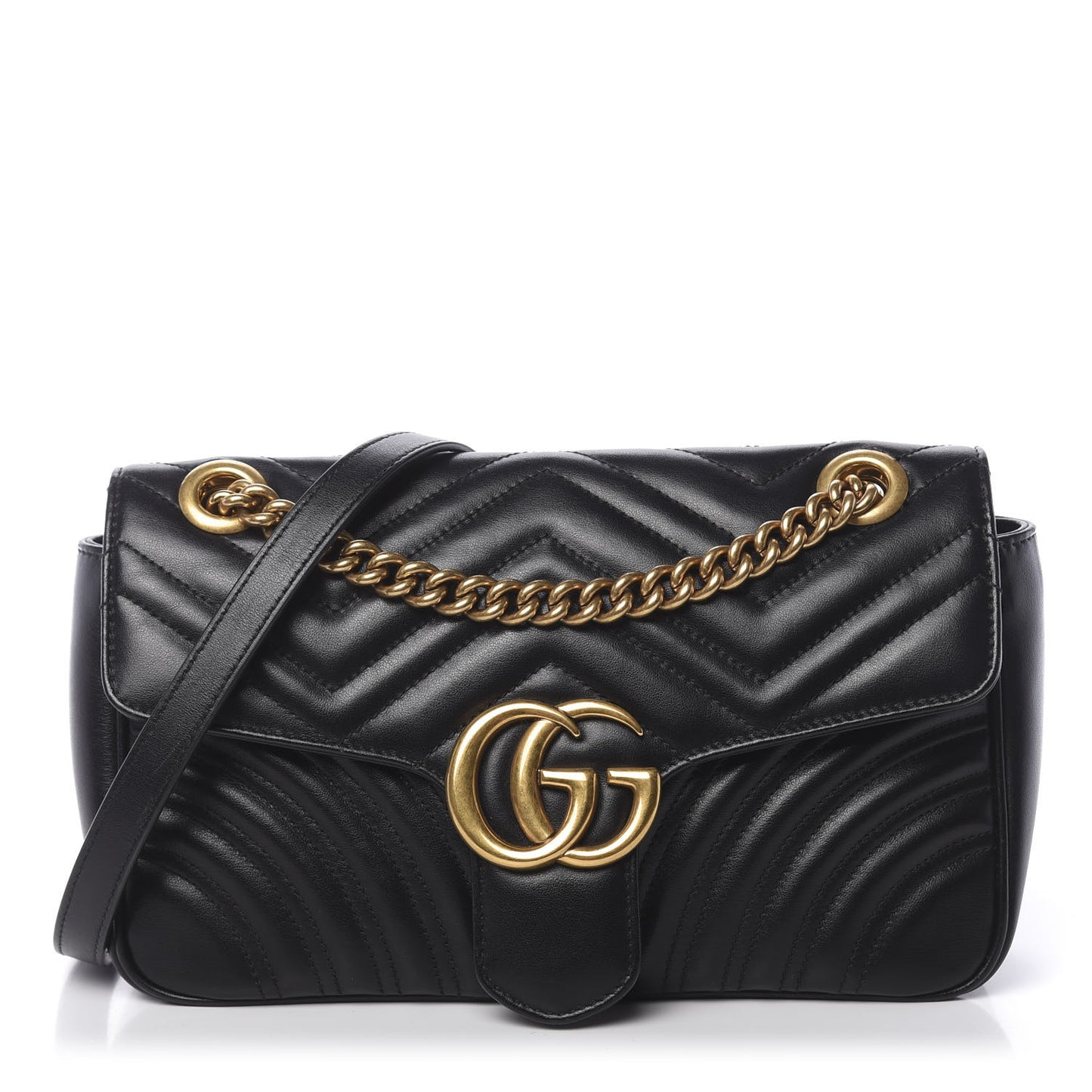 Calfskin Matelasse Small GG Marmont Shoulder Bag Black