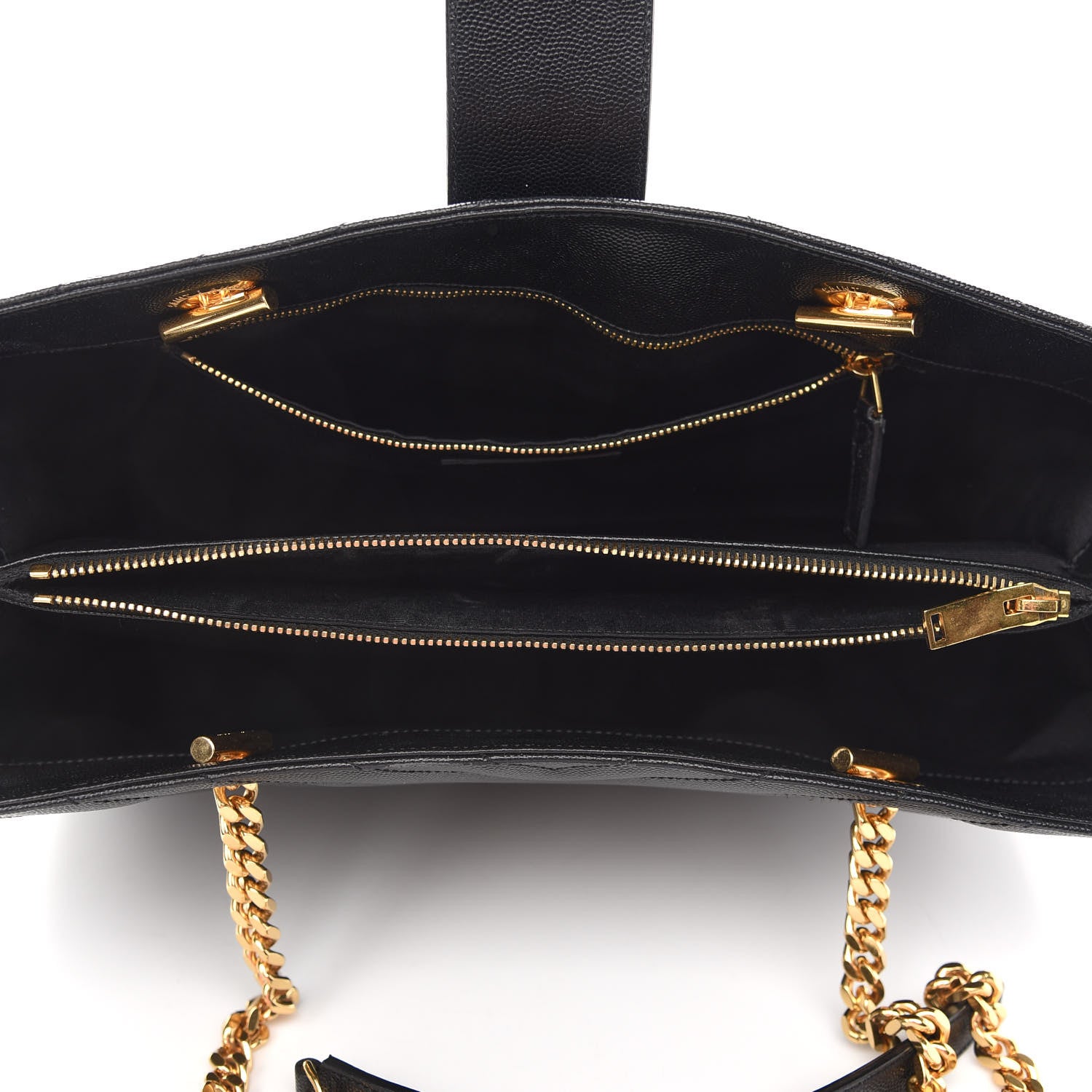 Saint Laurent Grain De Poudre Matelasse Chevron Monogram Shopping Bag Black 5 of 10