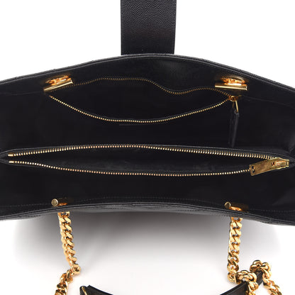 Saint Laurent Grain De Poudre Matelasse Chevron Monogram Shopping Bag Black 5 of 10