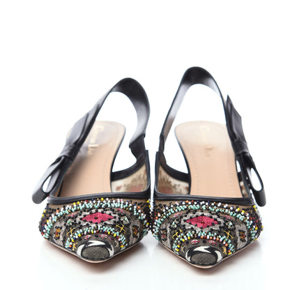 Christian Dior Embroidered Calfskin Beaded Sweet D Sling-Back Pumps 40 Multicolor 2 of 7