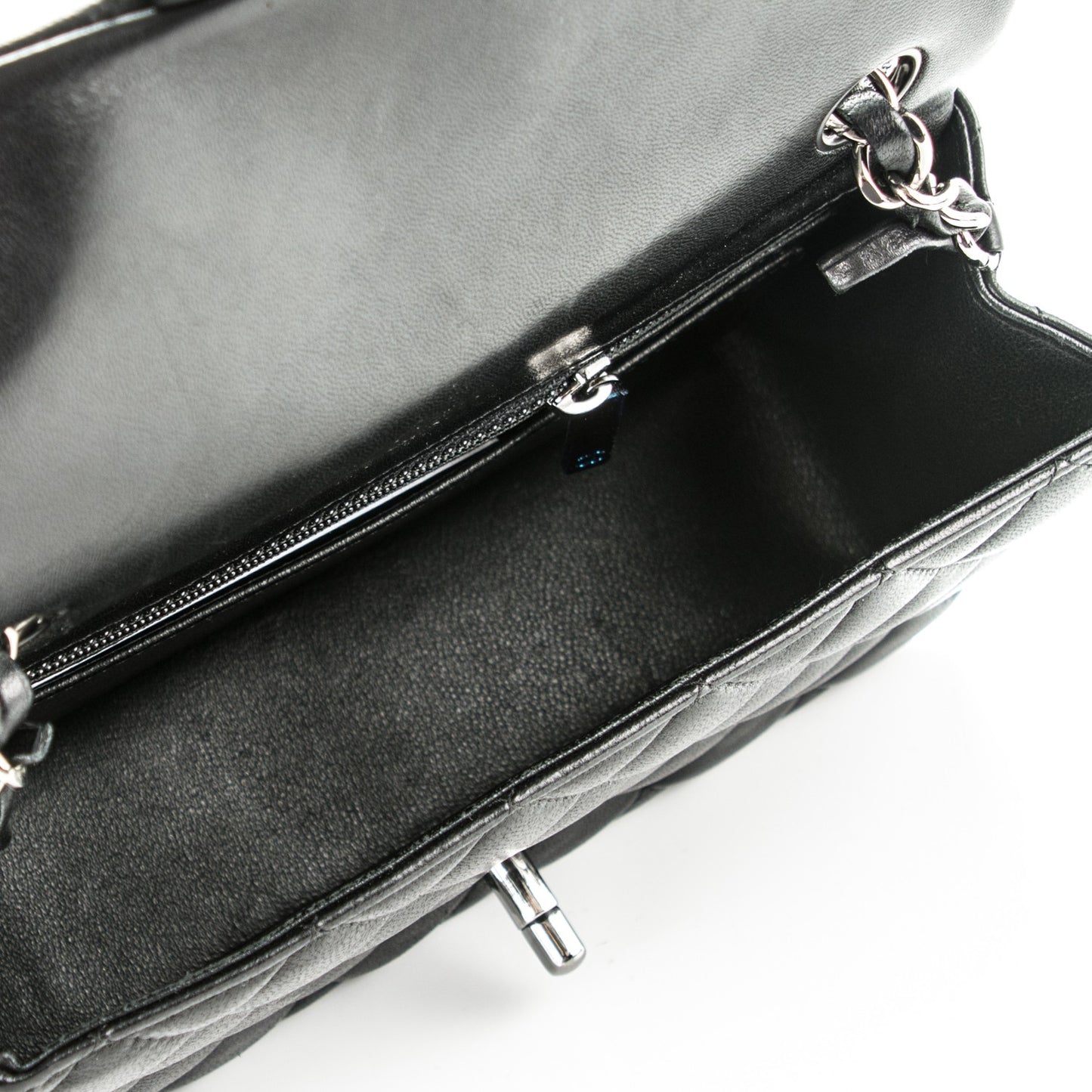 Lambskin Quilted Mini Rectangular Flap Black