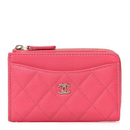 Chanel Caviar Quilted CC Zip Around Card Holder Rose 1 of 8