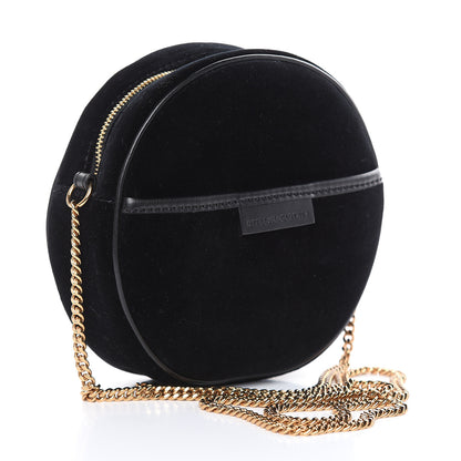 Stella McCartney Velvet Crystal Monogram Mini Round Crossbody Bag Black 3 of 8