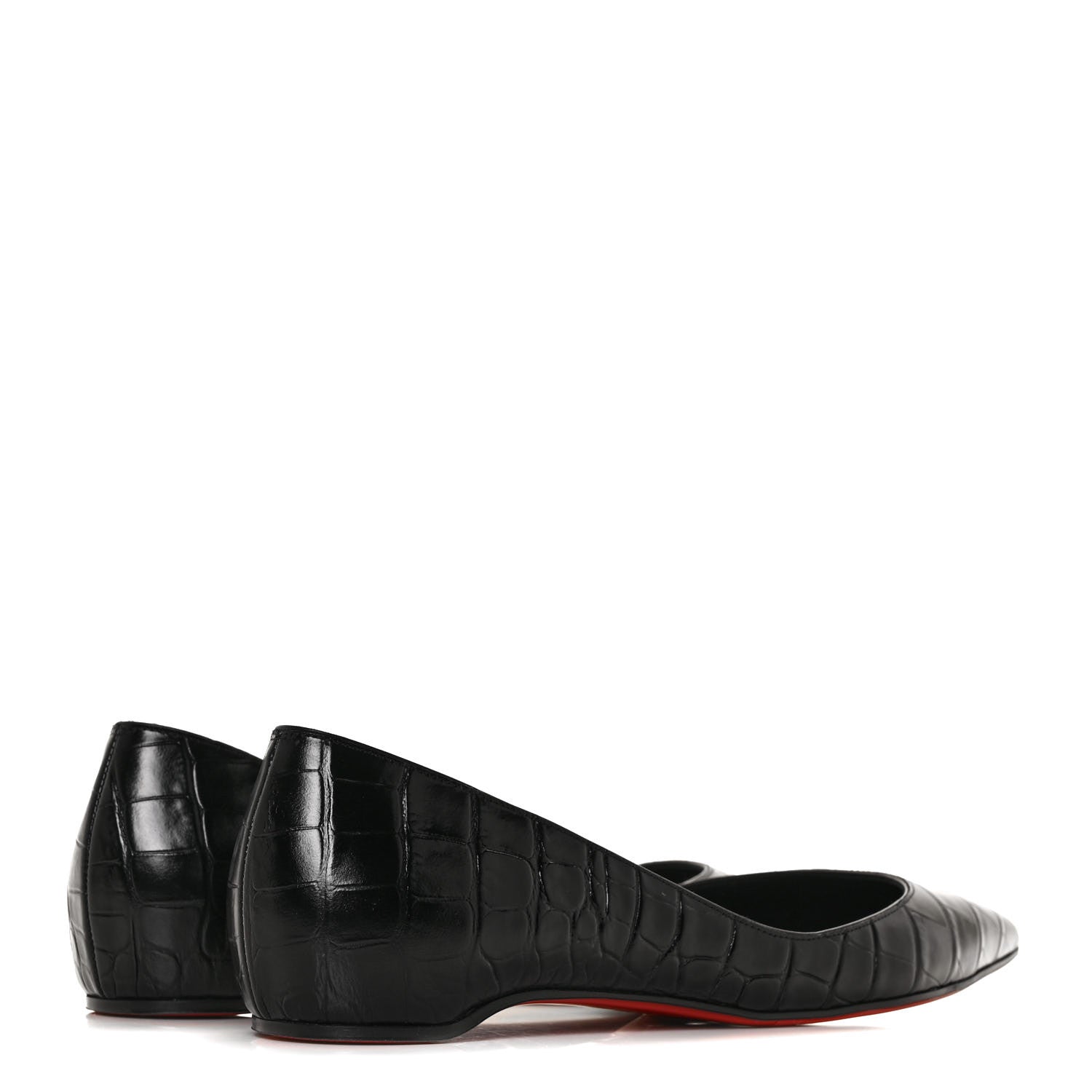 Christian Louboutin Crocodile Embossed Calfskin Iriza Flats 40.5 Black 4 of 8