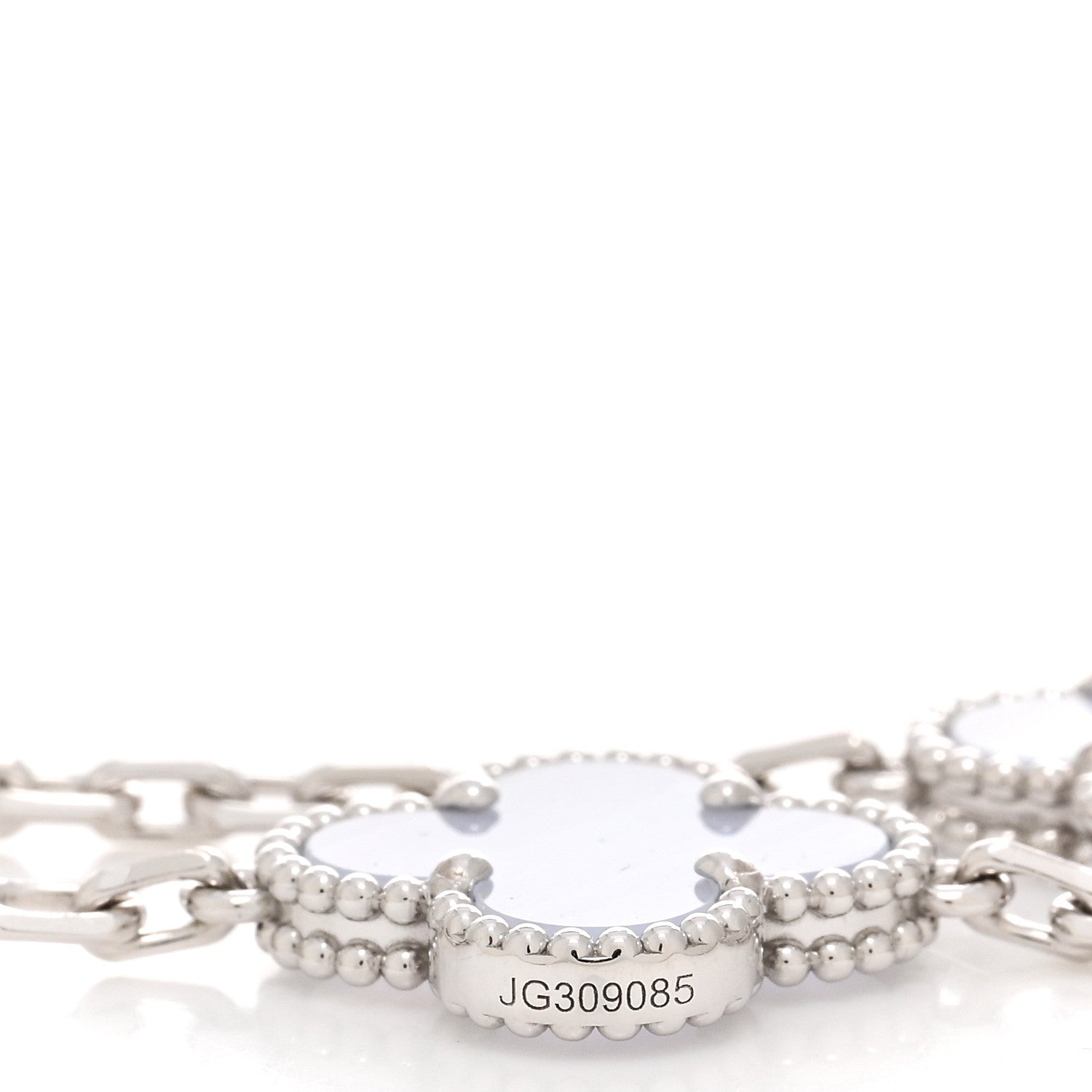 Van Cleef & Arpels 18K White Gold Chalcedony 5 Motifs Vintage Alhambra Bracelet 4 of 5