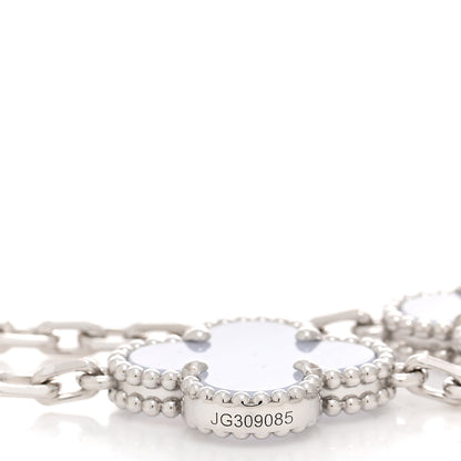 Van Cleef & Arpels 18K White Gold Chalcedony 5 Motifs Vintage Alhambra Bracelet 4 of 5