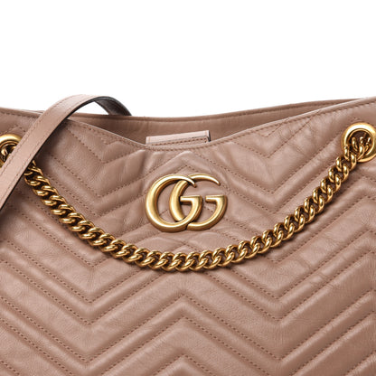 Gucci Calfskin Matelasse Medium GG Marmont Shoulder Tote Bag Porcelain Rose 17 of 17