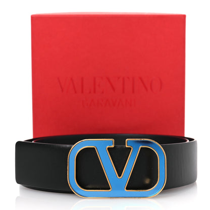 Valentino Garavani Glossy Calfskin VLogo 30mm Belt 85 34 Black 7 of 7