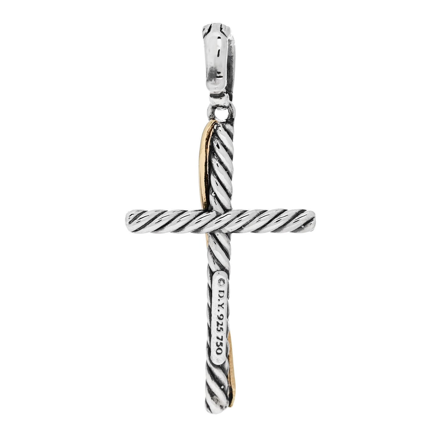 Sterling Silver 18K Yellow Gold 35mm Crossover Cross Pendant