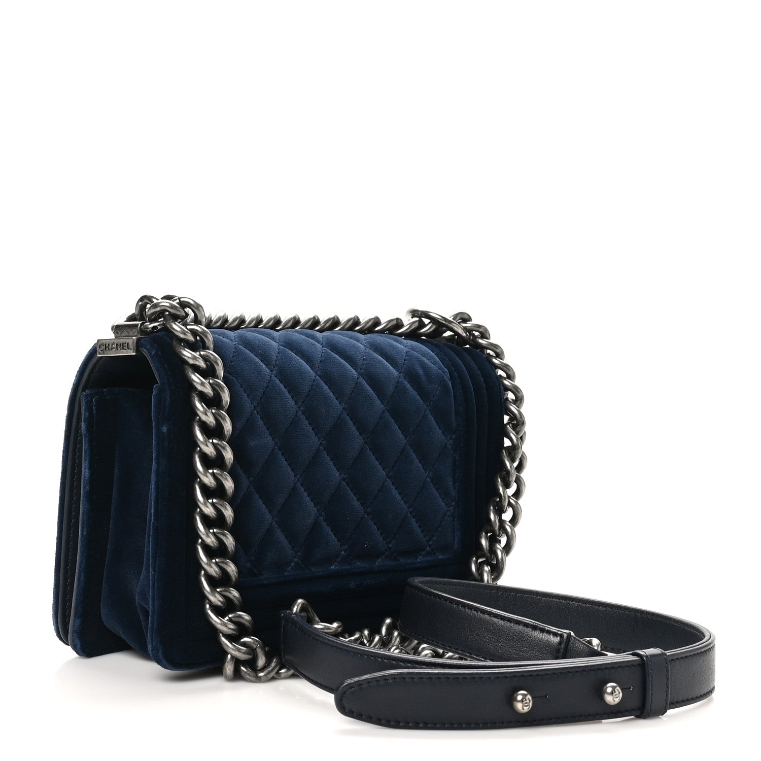Chanel Velvet Quilted Small Boy Flap Marine Fonce 3 of 10