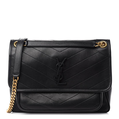 Saint Laurent Lambskin Matelasse Monogram Medium Niki Chain Satchel Black 1 of 11