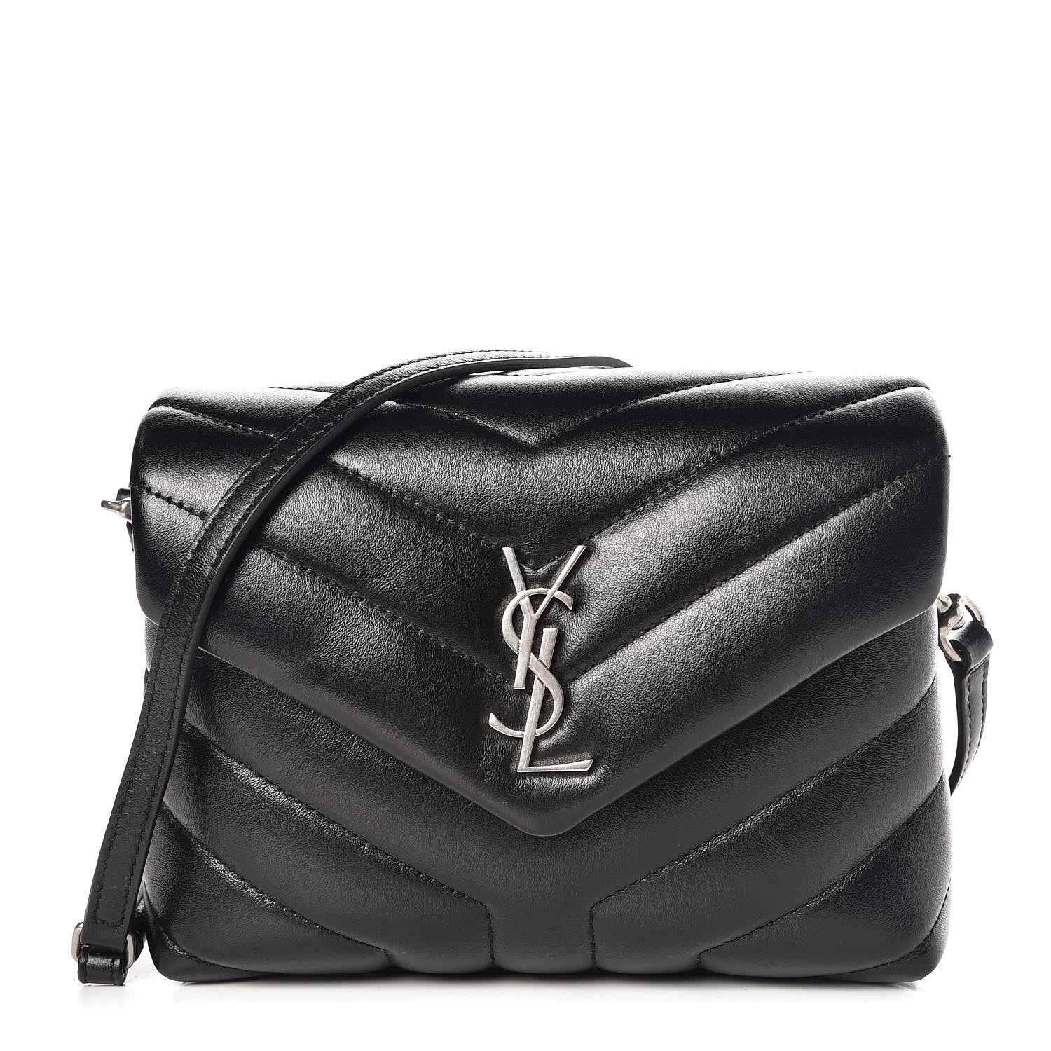 Saint Laurent Calfskin Y Quilted Monogram Toy Loulou Crossbody Bag Black 1 of 9