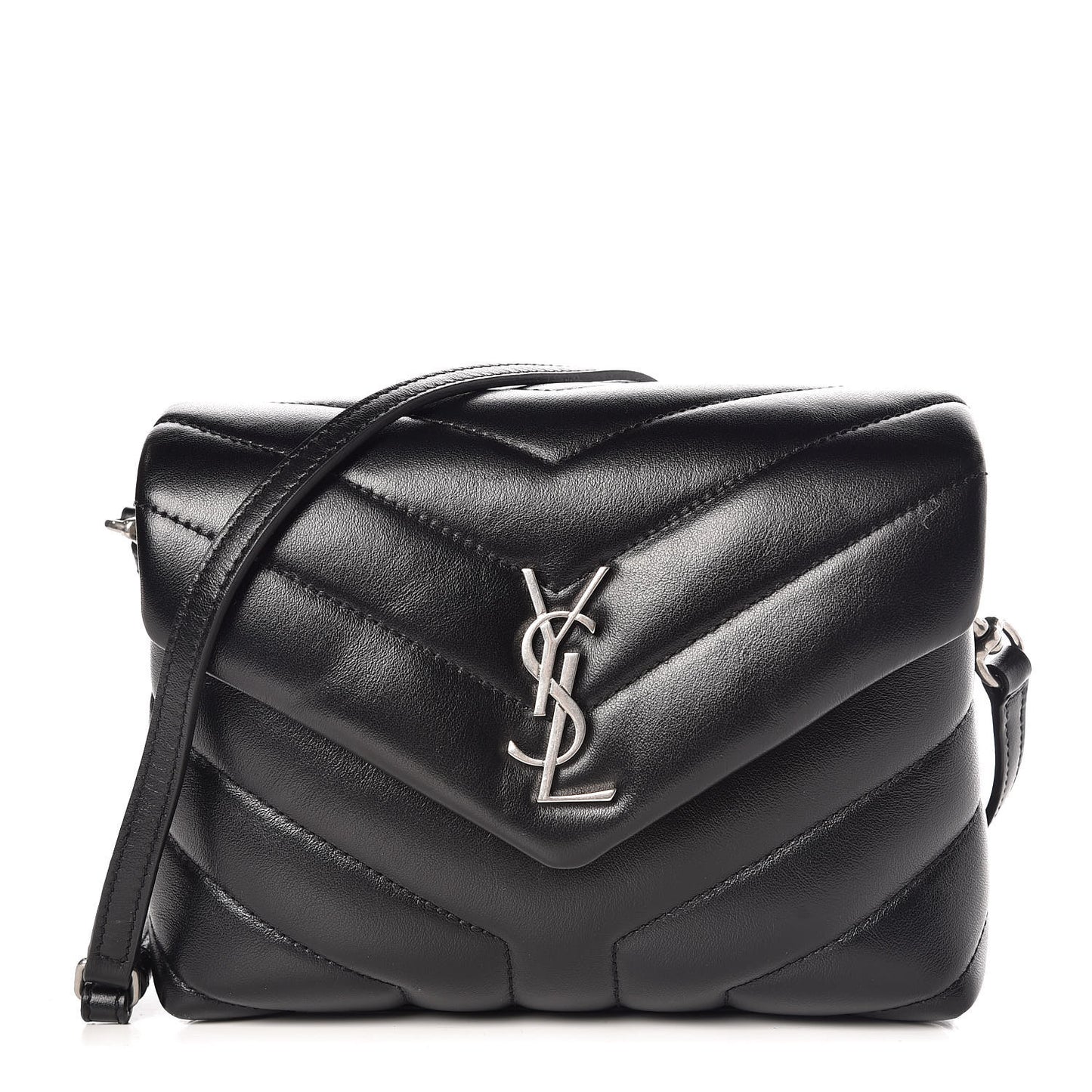 Calfskin Y Quilted Monogram Toy Loulou Crossbody Bag Black