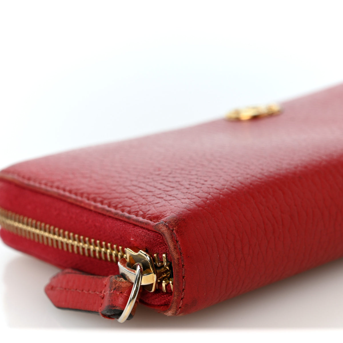 Gucci Dollar Calfskin GG Marmont Zip Around Wallet Hibiscus Red 7 of 8