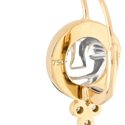 Temple St. Clair 18K Yellow Gold Diamond Rock Crystal Small Celestial Moonface Earrings 6 of 6