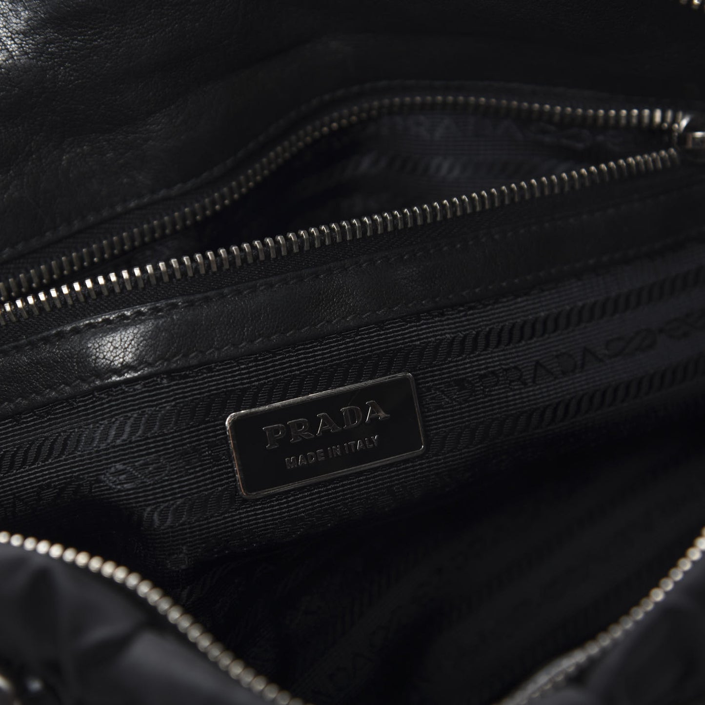 Tessuto Nylon Nappa Braided Gaufre Shoulder Bag Black