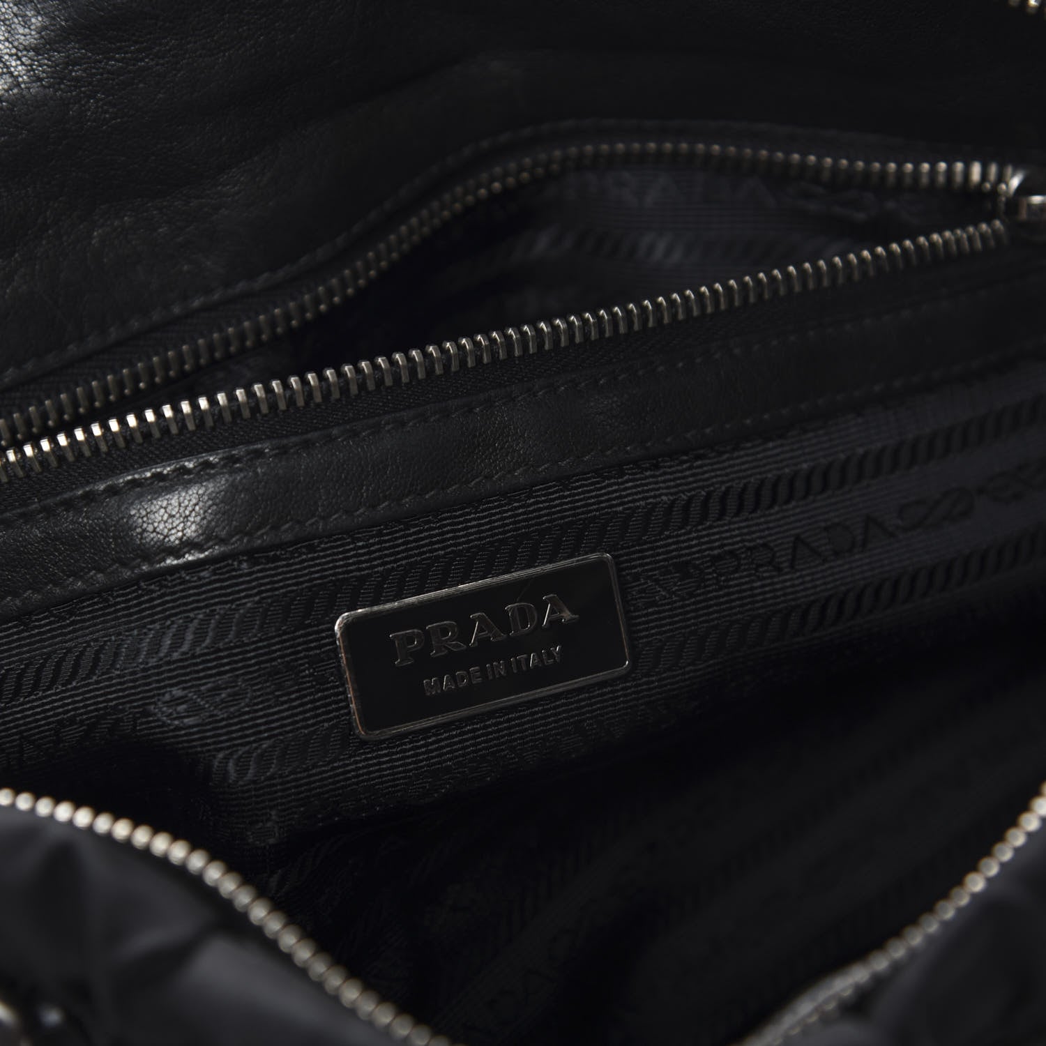 Prada Tessuto Nylon Nappa Braided Gaufre Shoulder Bag Black 8 of 9